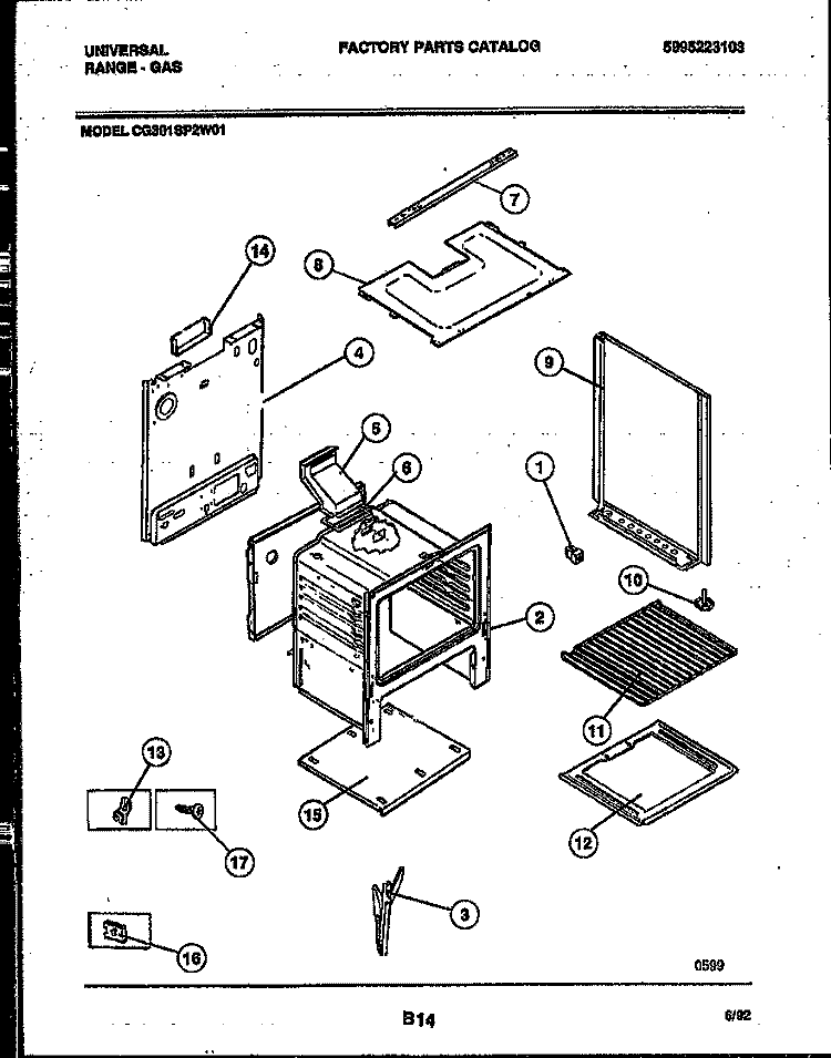 BODY PARTS Diagram and Parts List for CG301SP2WJ01  Uni Range