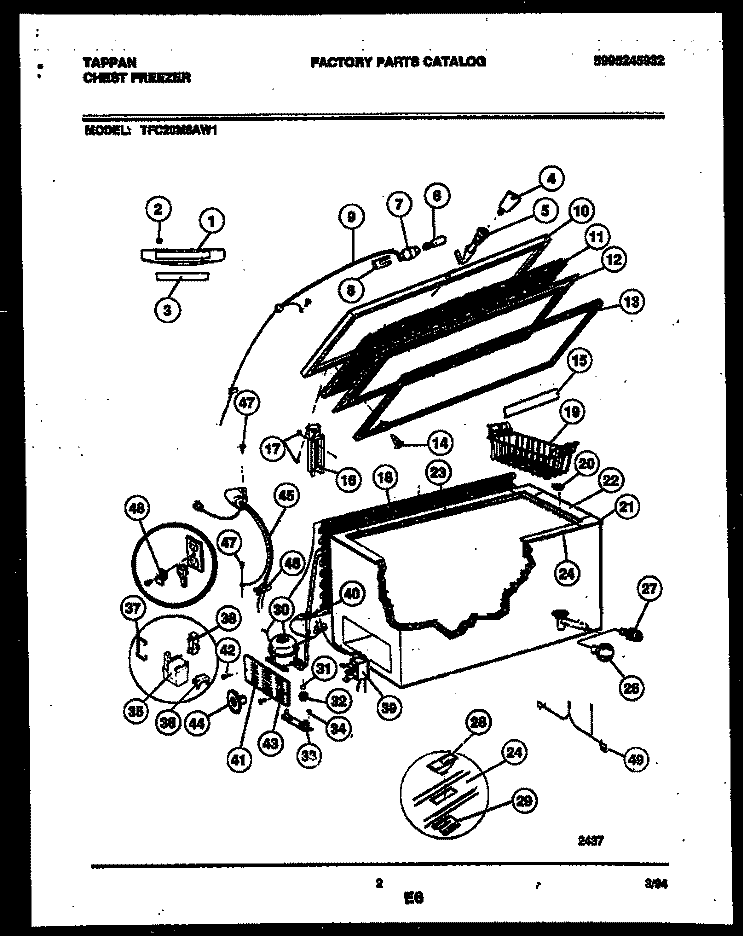 CHEST FREEZER PARTS Diagram and Parts List for TFC20M6AW1  Tappan Freezer