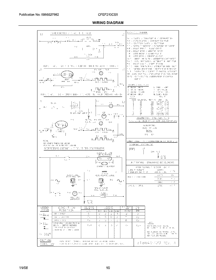 WIRING DIAGRAM Diagram and Parts List for CFEF210CS5  Frigidaire Range