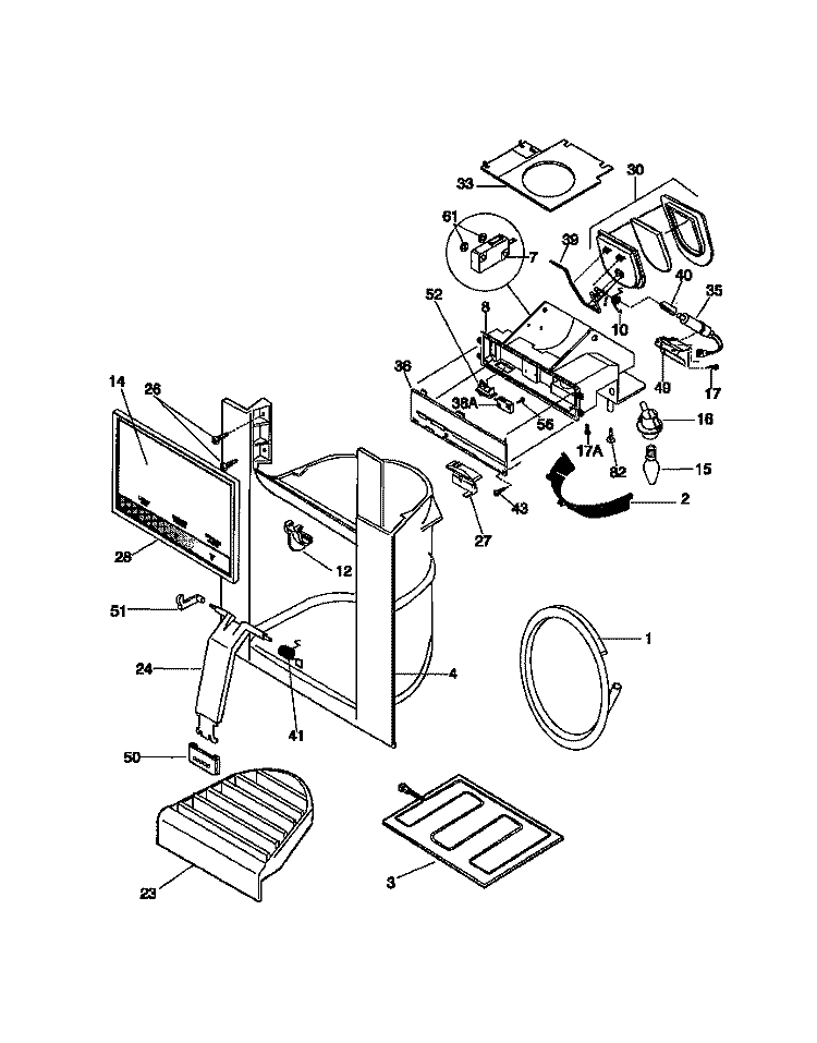 ICE DISPENSER Diagram and Parts List for FRS22WPCW0  Frigidaire Refrigerator