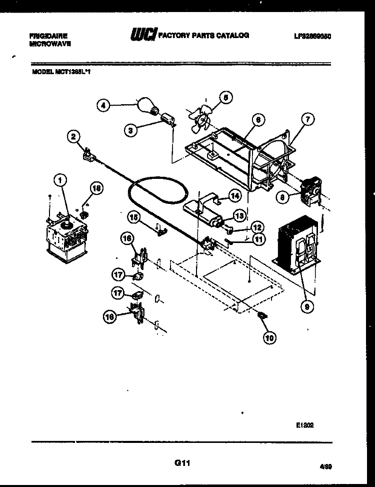 POWER CONTROL Diagram and Parts List for MCT1365L1  Frigidaire Microwave
