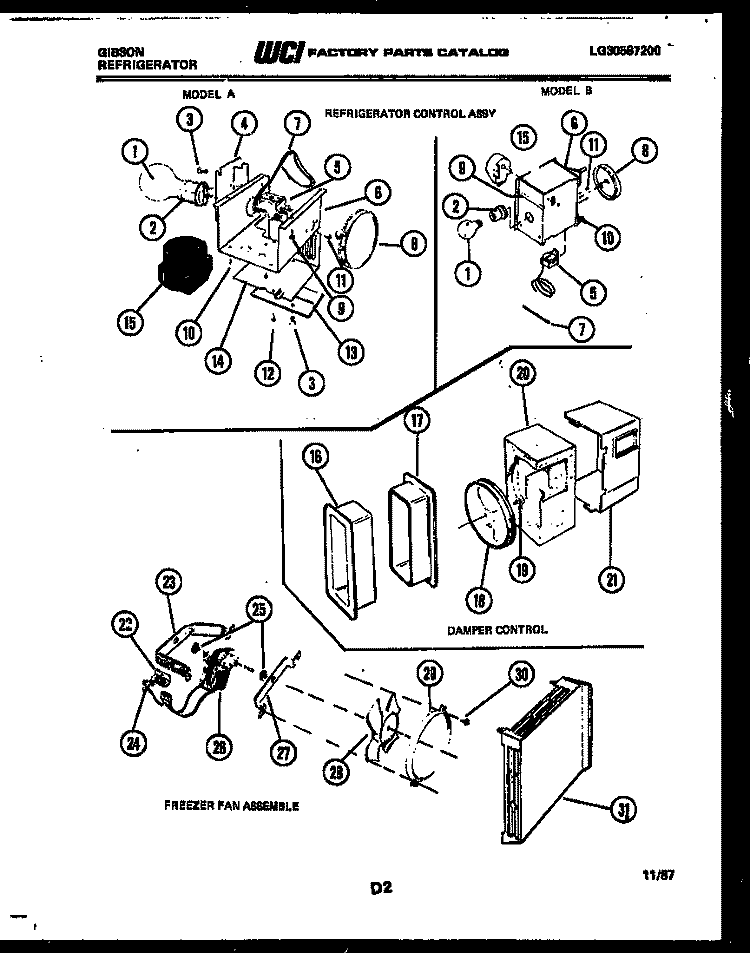 REFRIGERATOR CONTROL ASSEMBLY, DAMP Diagram and Parts List for RS19F3WS1B  Gibson Refrigerator