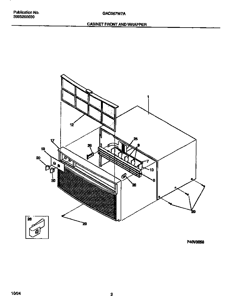 CABINET FRONT AND WRAPPER Diagram and Parts List for GAC067W7A1  Gibson Air Conditioner
