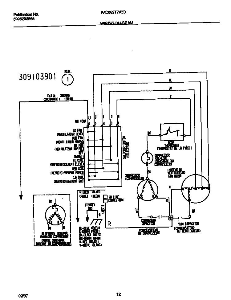 WIRING DIAGRAM Diagram and Parts List for FAC063T7A5B  Frigidaire Air Conditioner