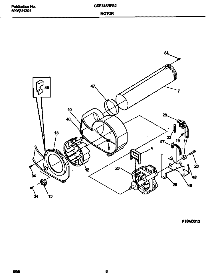 MOTOR, BLOWER Diagram and Parts List for GSE746RFS2  Gibson Dryer