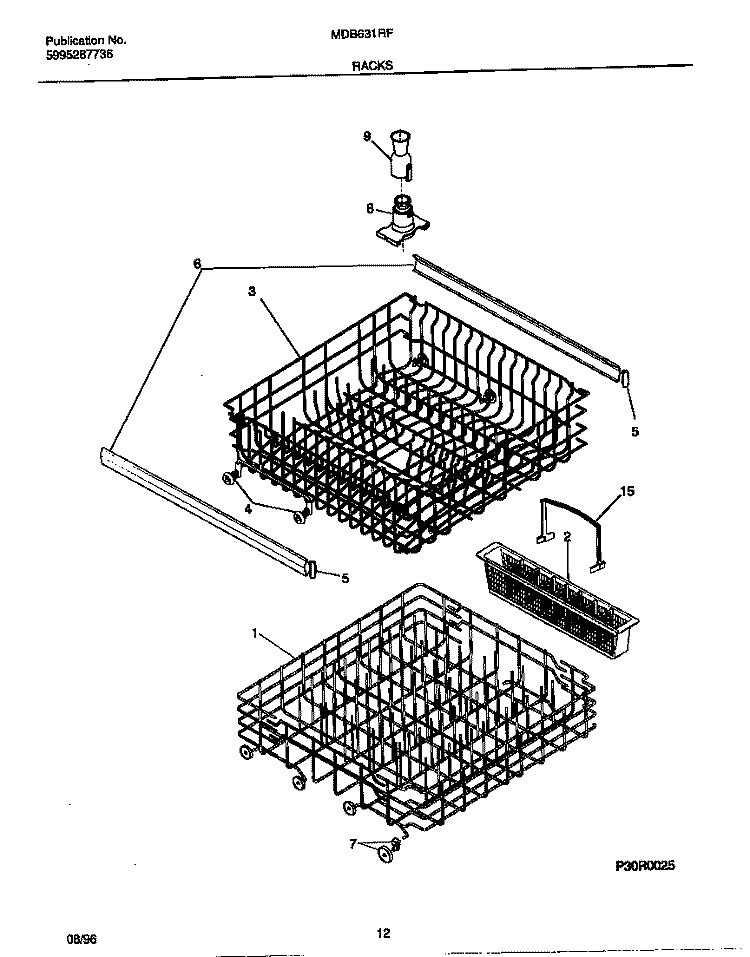 RACKS Diagram and Parts List for MDB631RFR0  Frigidaire Dishwasher