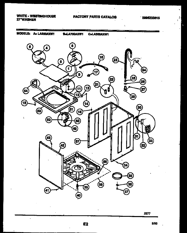 CABINET PARTS Diagram and Parts List for LA800AXW1  Frigidaire Washer