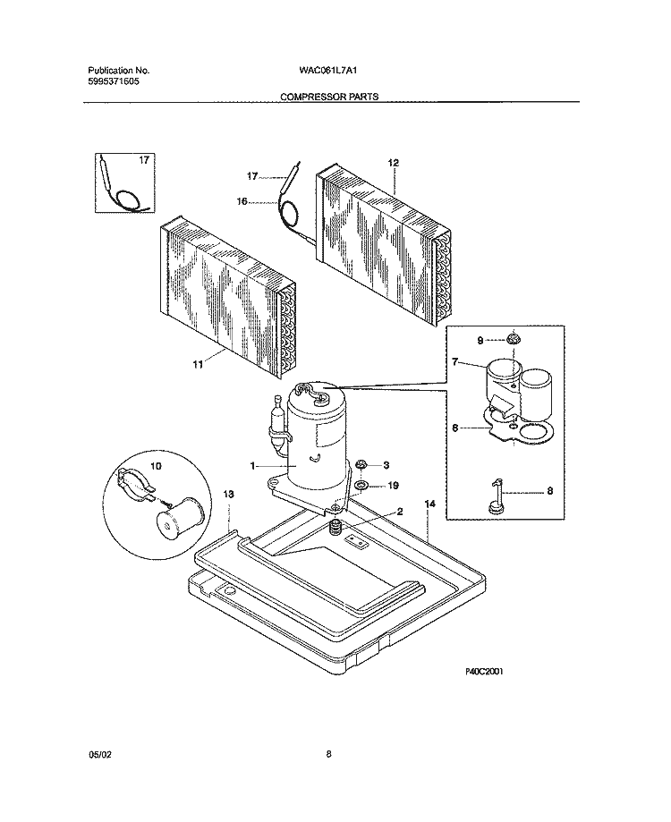 COMPRESSOR PARTS Diagram and Parts List for WAC061L7A1  Westinghouse Air Conditioner