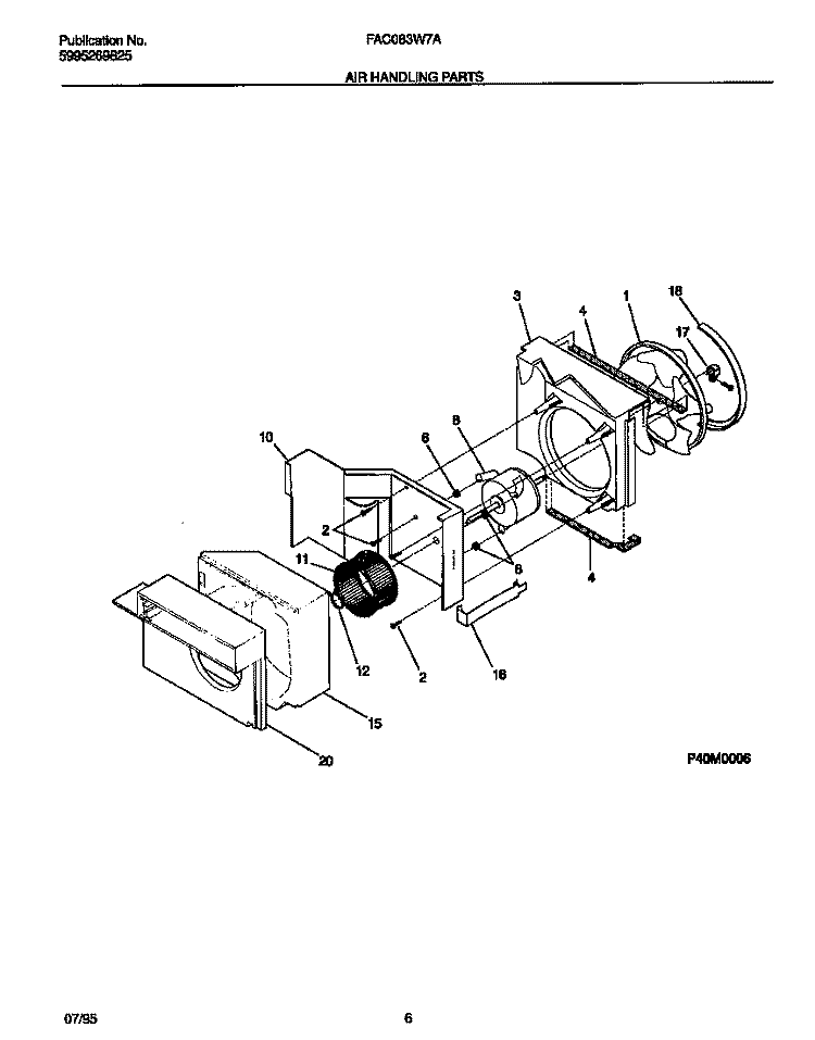 AIR HANDLING PARTS Diagram and Parts List for FAC083W7A3  Frigidaire Air Conditioner