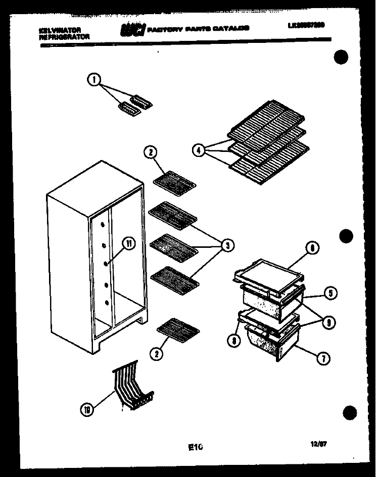 RACKS AND TRAYS Diagram and Parts List for FPK190EN0W  Kelvinator Refrigerator