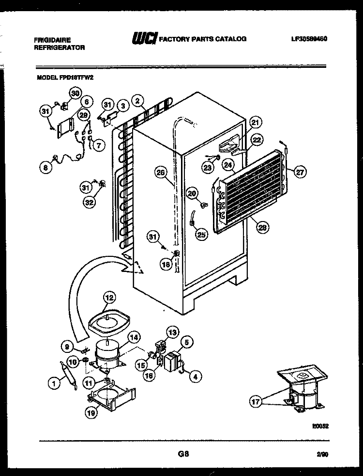 SYSTEM AND AUTOMATIC DEFROST PARTS Diagram and Parts List for FPD18TFW2  Frigidaire Refrigerator