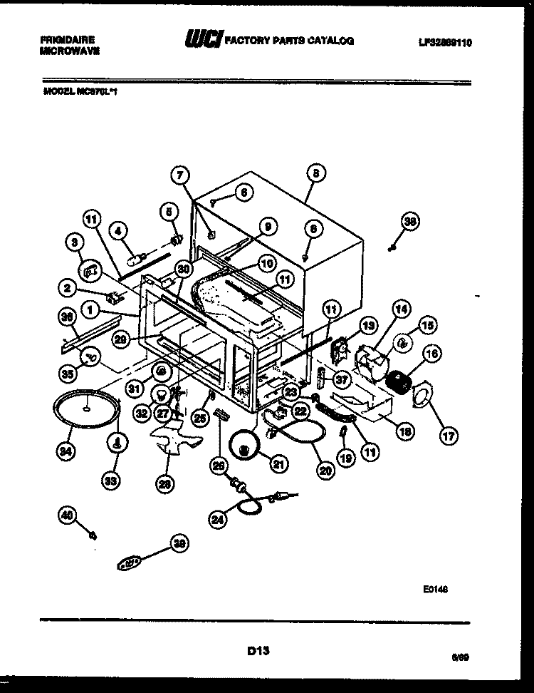 BODY PARTS Diagram and Parts List for MC870L1  Frigidaire Microwave