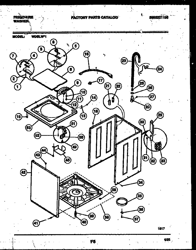 CABINET PARTS Diagram and Parts List for WDSLW1  Frigidaire Washer