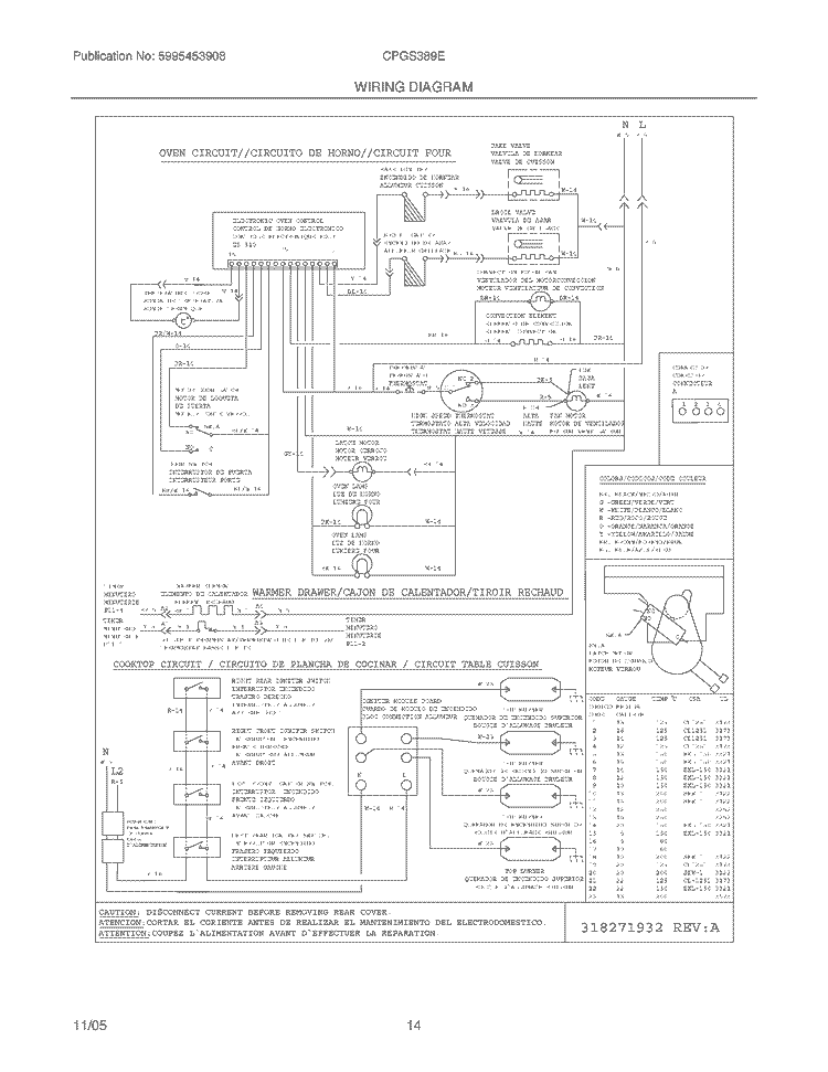 WIRING DIAGRAM Diagram and Parts List for CPGS389EC2  Frigidaire Range