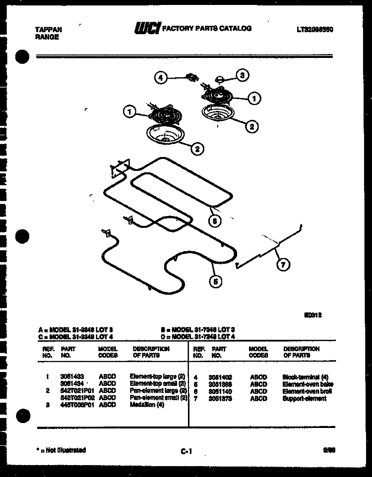 BROILER PARTS Diagram and Parts List for 31-3348-00-04  Tappan Range