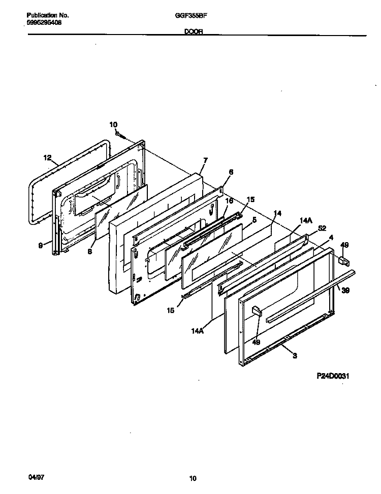 DOOR Diagram and Parts List for GGF355BFWA  Gibson Range