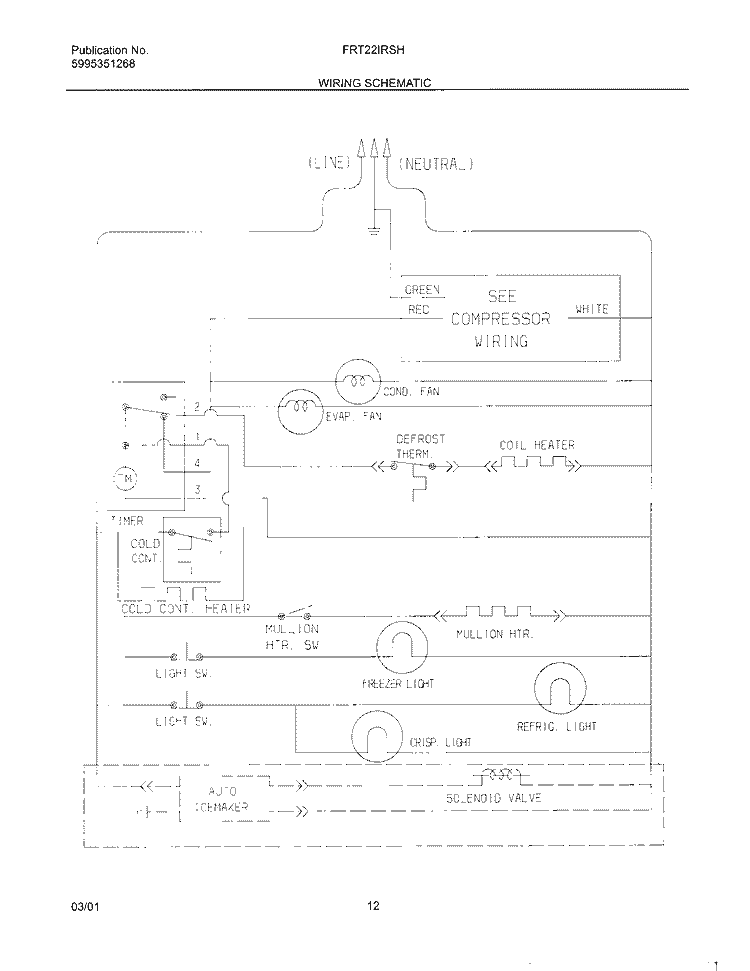 WIRING SCHMATIC Diagram and Parts List for FRT22IRSHB5  Frigidaire Refrigerator