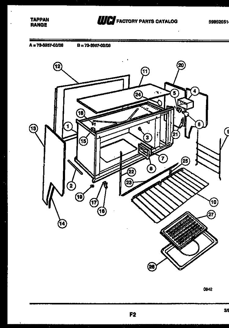 UPPER BODY PARTS Diagram and Parts List for 73-3957-23-09  Tappan Range