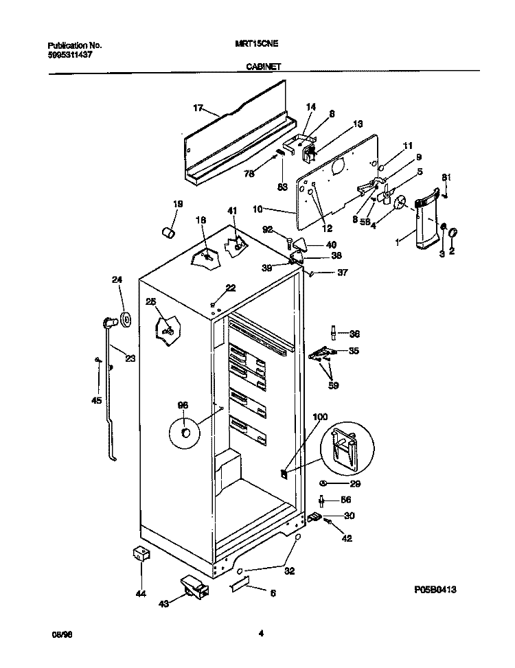 CABINET Diagram and Parts List for MRT15CNEW7  Frigidaire Refrigerator