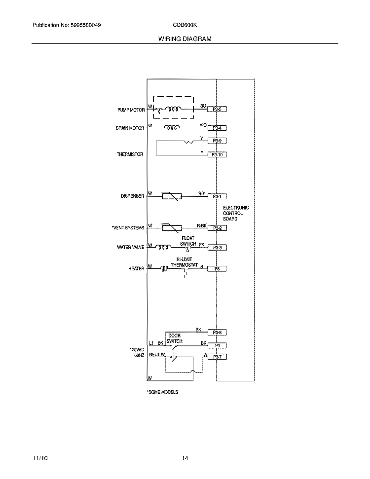 WIRING DIAGRAM Diagram and Parts List for CDB600KS0A  Crosley Dishwasher