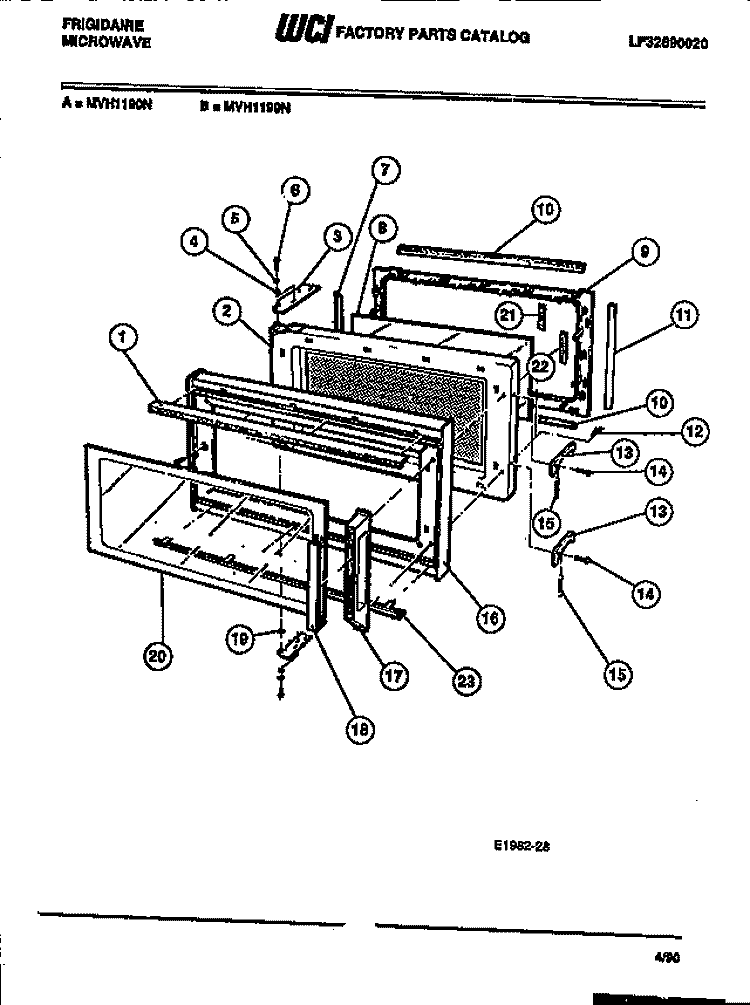 DOOR PANELS Diagram and Parts List for MVH1190N  Frigidaire Microwave