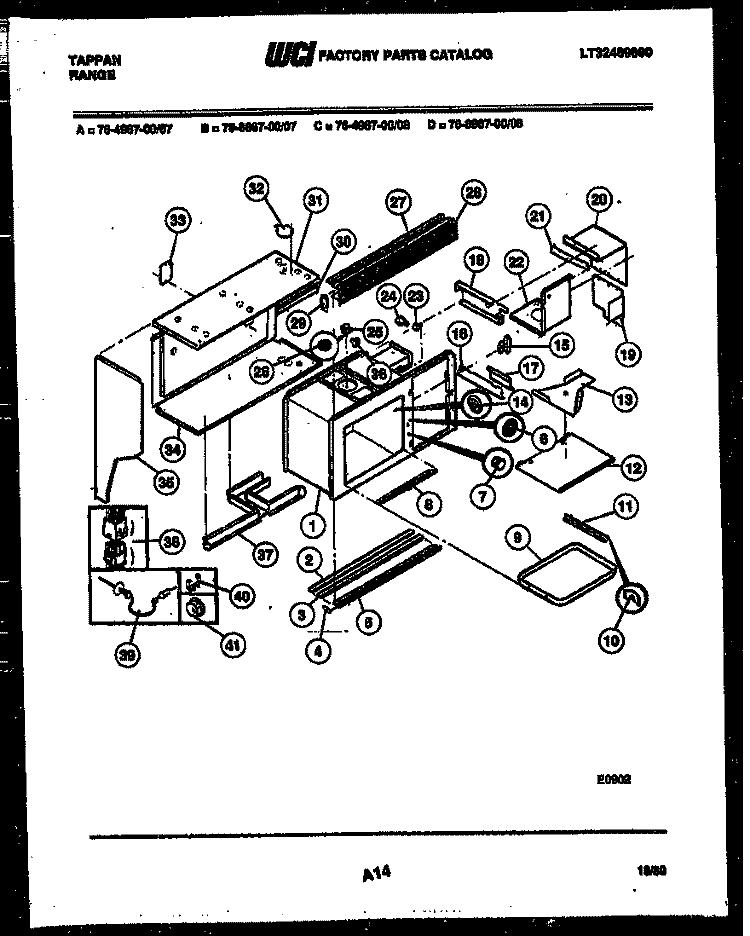 UPPER BODY PARTS Diagram and Parts List for 76-4967-00-07  Tappan Microwave Oven Combo