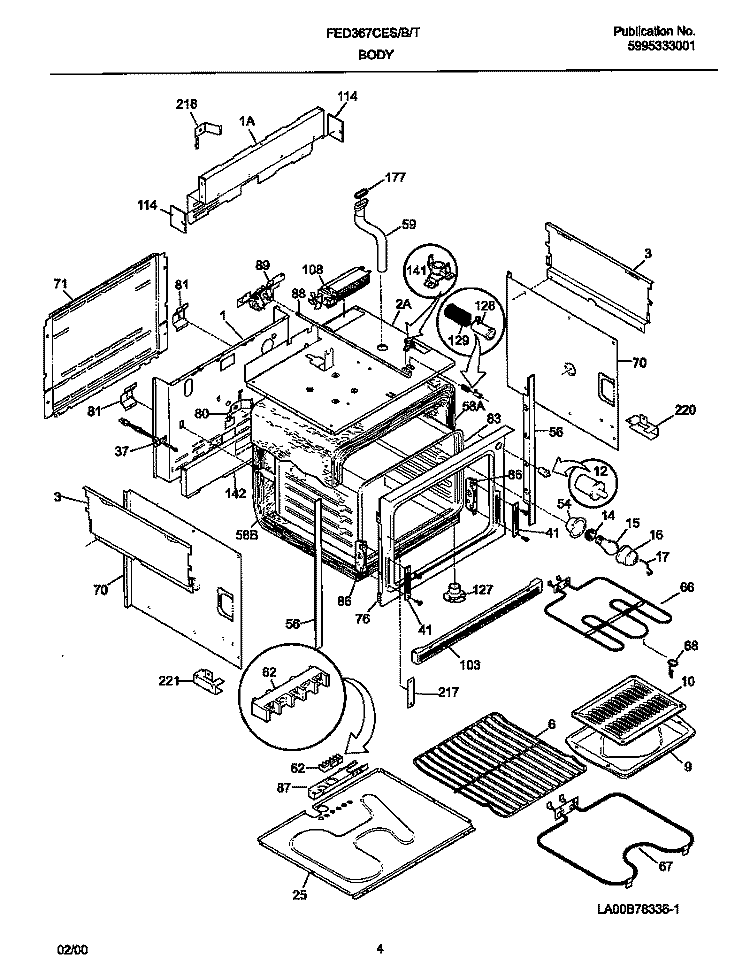 BODY Diagram and Parts List for FED367CETD  Frigidaire Range