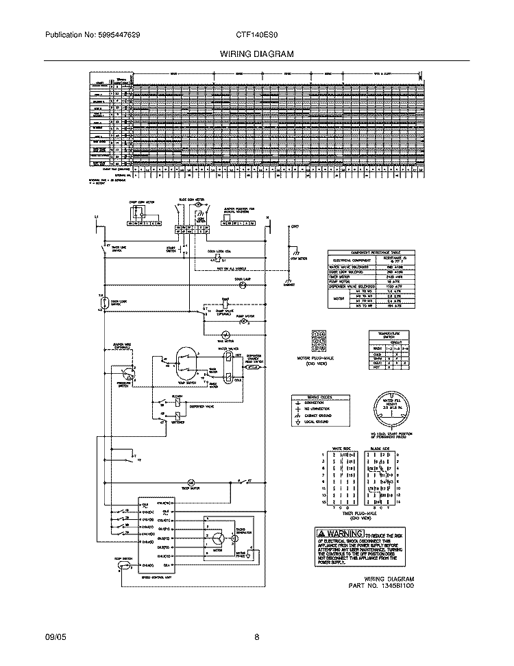WIRING DIAGRAM Diagram and Parts List for CTF140ES0  Frigidaire Washer