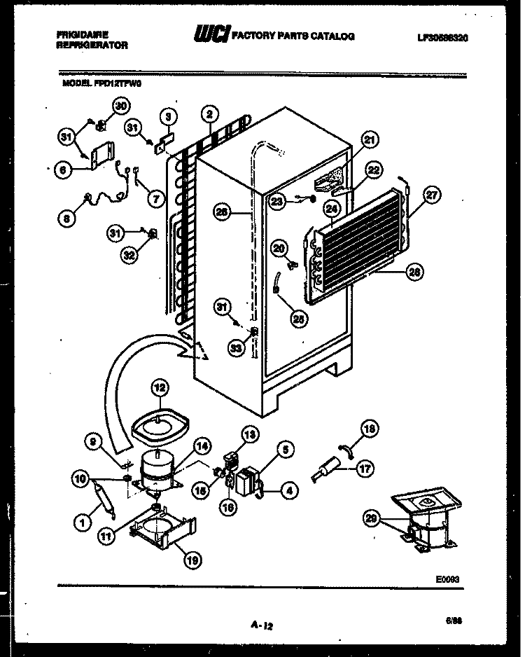 SYSTEM AND AUTOMATIC DEFROST PARTS Diagram and Parts List for FPD12TFH0  Frigidaire Refrigerator