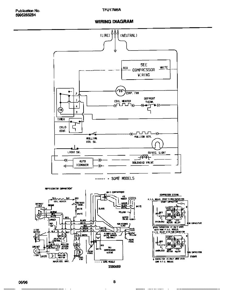 WIRING DIAGRAM Diagram and Parts List for TFU17M6AW4  Tappan Freezer