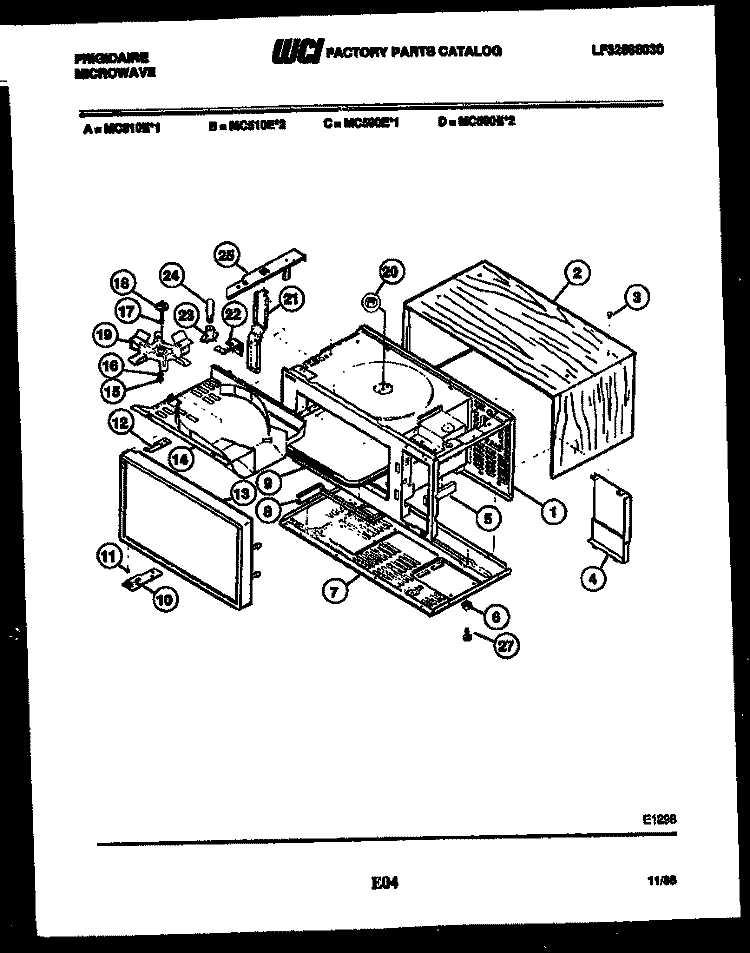 BODY PARTS Diagram and Parts List for MC590E2  Frigidaire Microwave