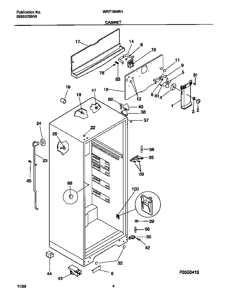 CABINET Diagram and Parts List for WRT16NRHW1  Frigidaire Refrigerator