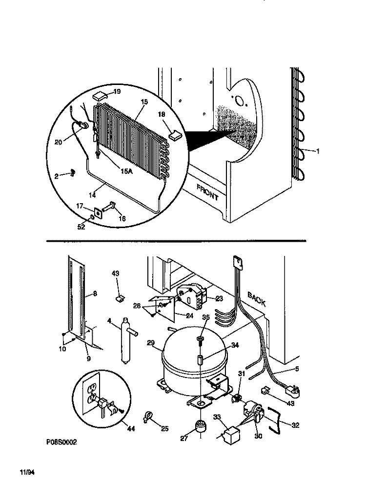 SYSTEM Diagram and Parts List for F82F166BW0  Frigidaire Freezer