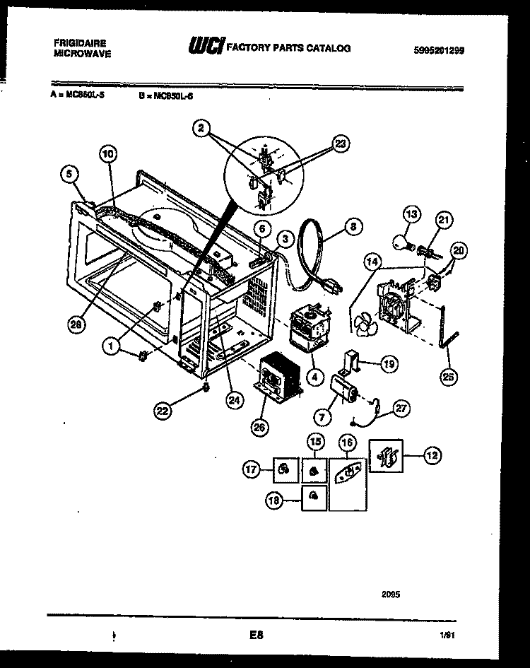 FUNCTIONAL PARTS Diagram and Parts List for MC850L6  Frigidaire Microwave