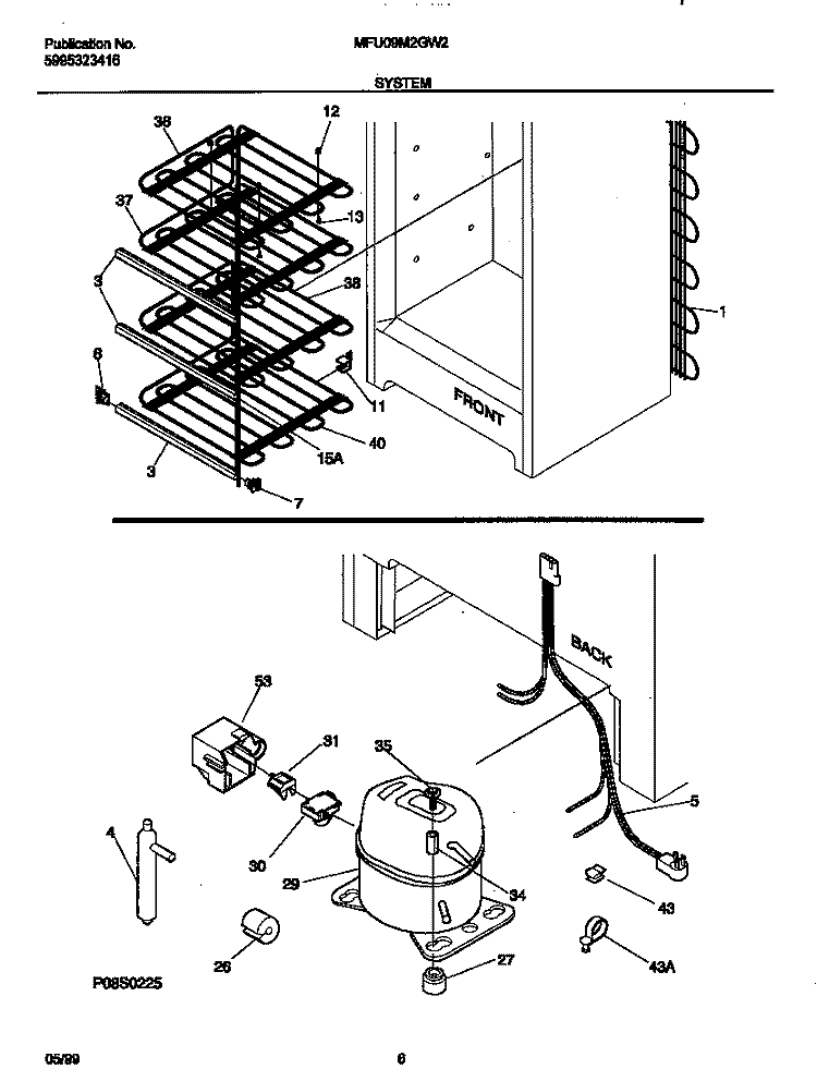 SYSTEM Diagram and Parts List for MFU09M2GW2  Frigidaire Freezer