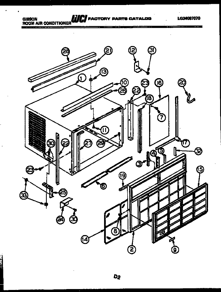 CABINET PARTS Diagram and Parts List for AK18E6RTBA  Gibson Air Conditioner