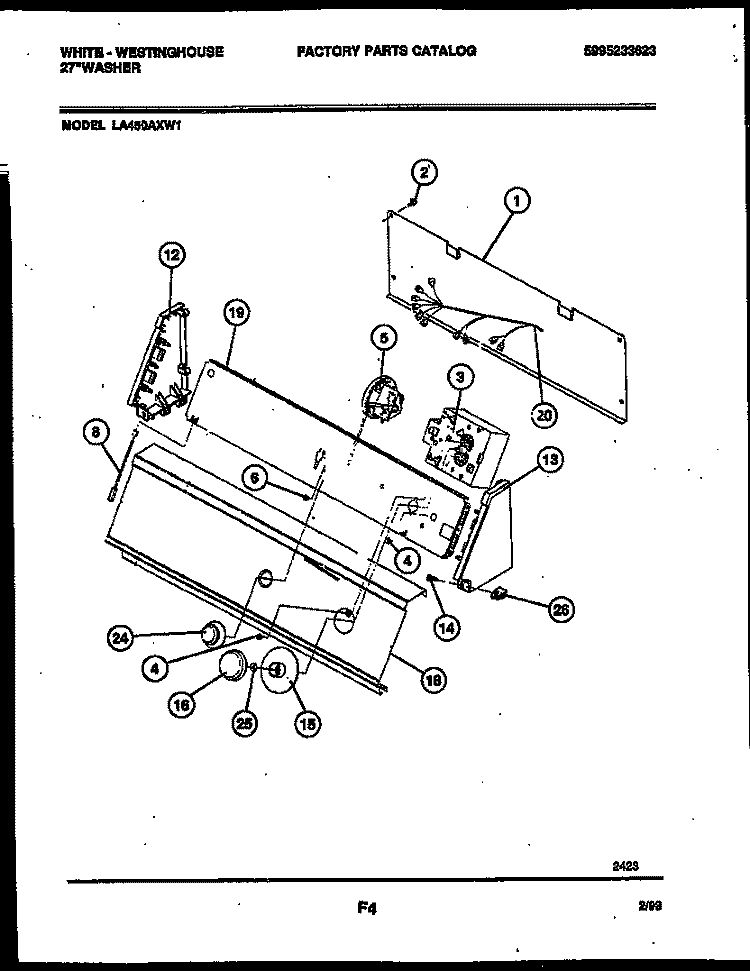 CONSOLE AND CONTROL PARTS Diagram and Parts List for LA450AXD1  Frigidaire Washer