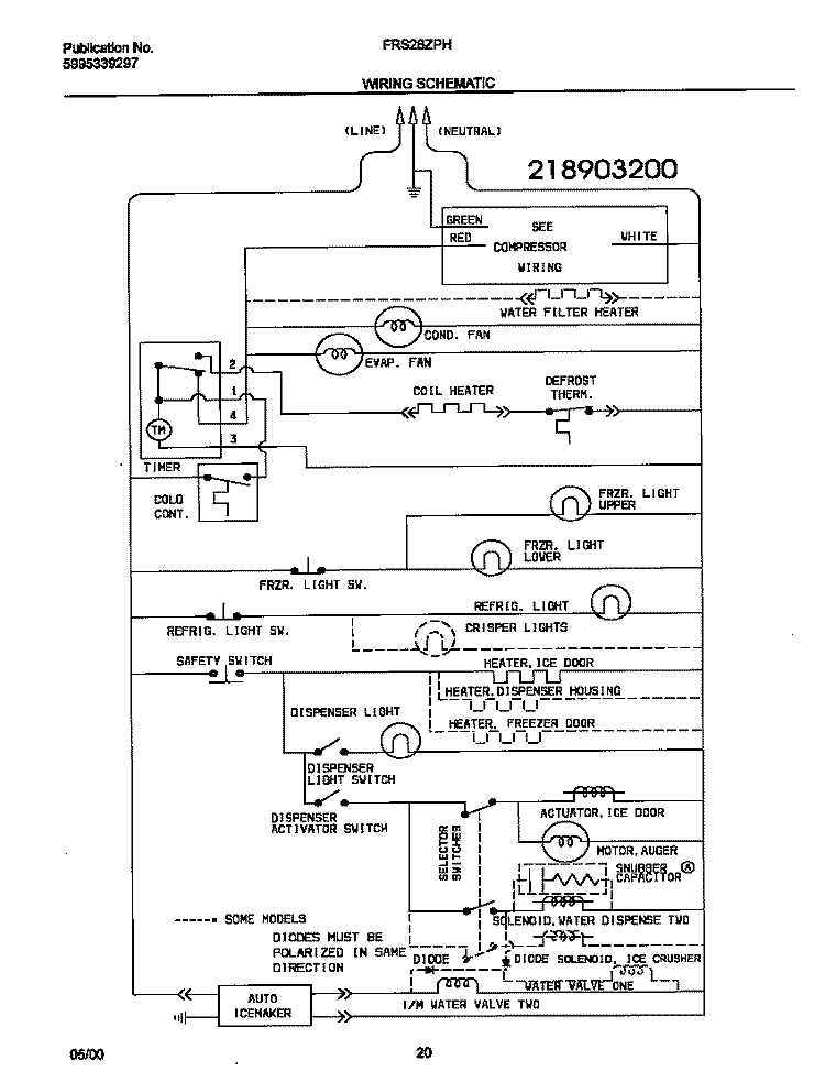 WIRING DIAGRAM Diagram and Parts List for FRS26ZPHQ2  Frigidaire Refrigerator