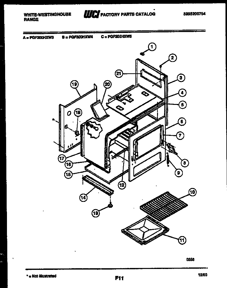 BODY PARTS Diagram and Parts List for PGF300HXW3  Frigidaire Range