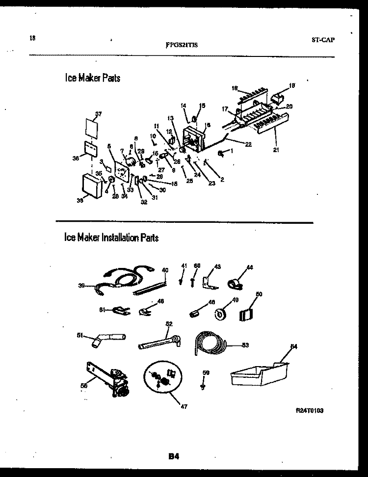 ICE MAKER AND INSTALLATION PARTS Diagram and Parts List for FPGS21TISW0  Frigidaire Refrigerator