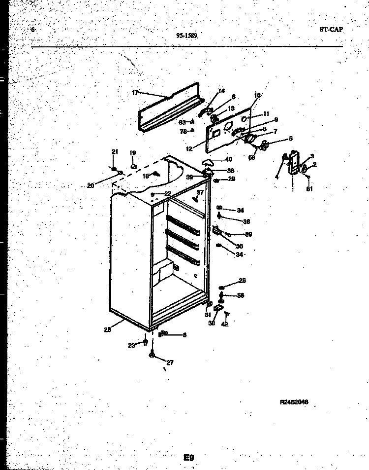 CABINET PARTS Diagram and Parts List for 95-1589-23-01  Tappan Refrigerator