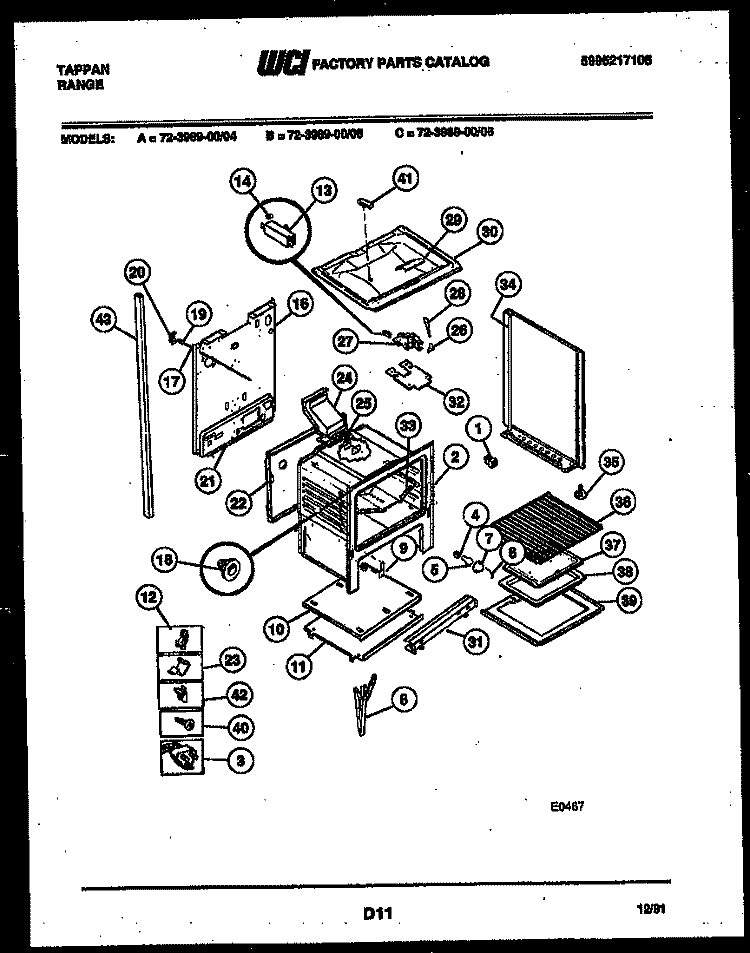 LOWER BODY PARTS Diagram and Parts List for 72-3989-00-04  Tappan Range