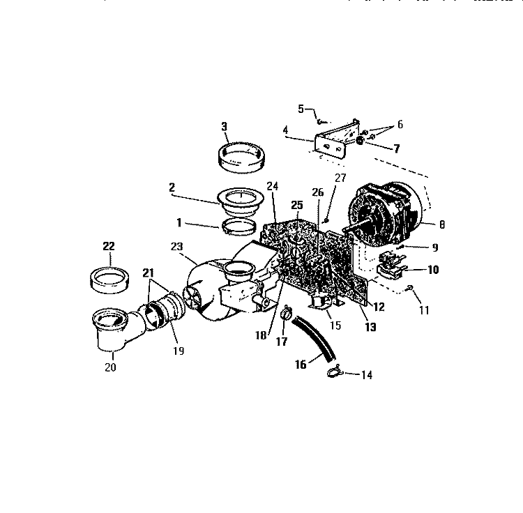 PUMP, MOTOR AND COMPONENTS Diagram and Parts List for SU777EXR3  Frigidaire Dishwasher