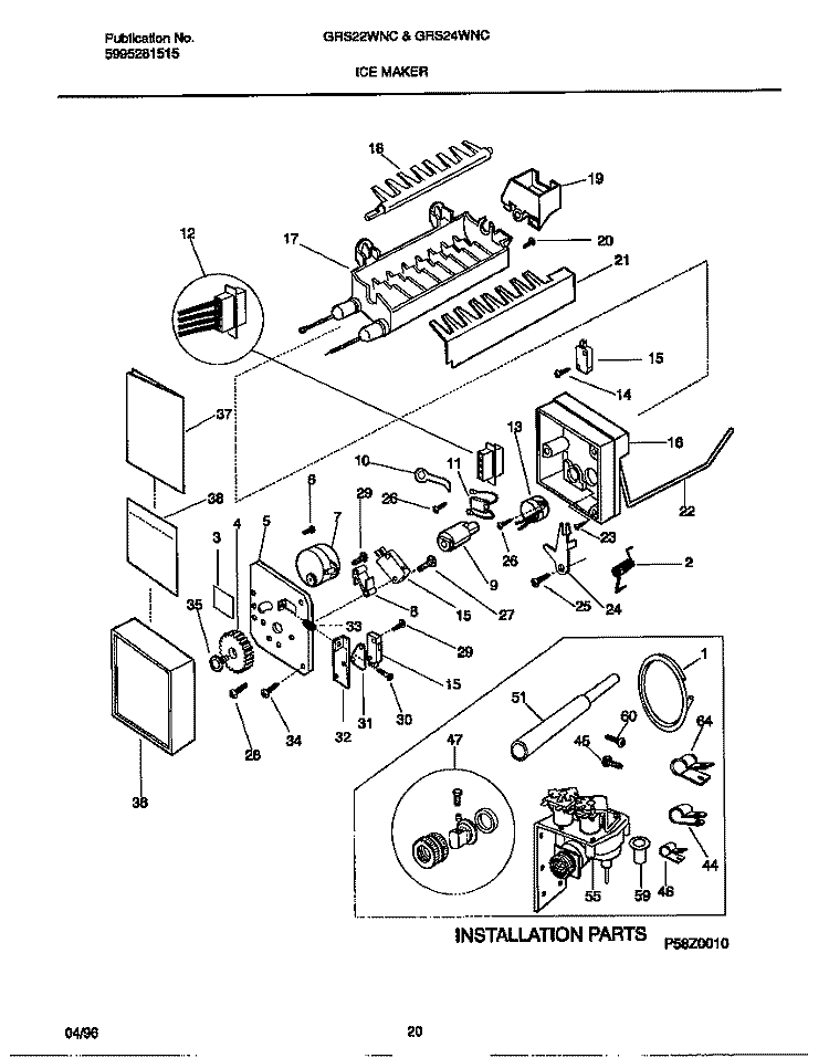 ICE MAKER Diagram and Parts List for GRS22WNCD2  Gibson Refrigerator