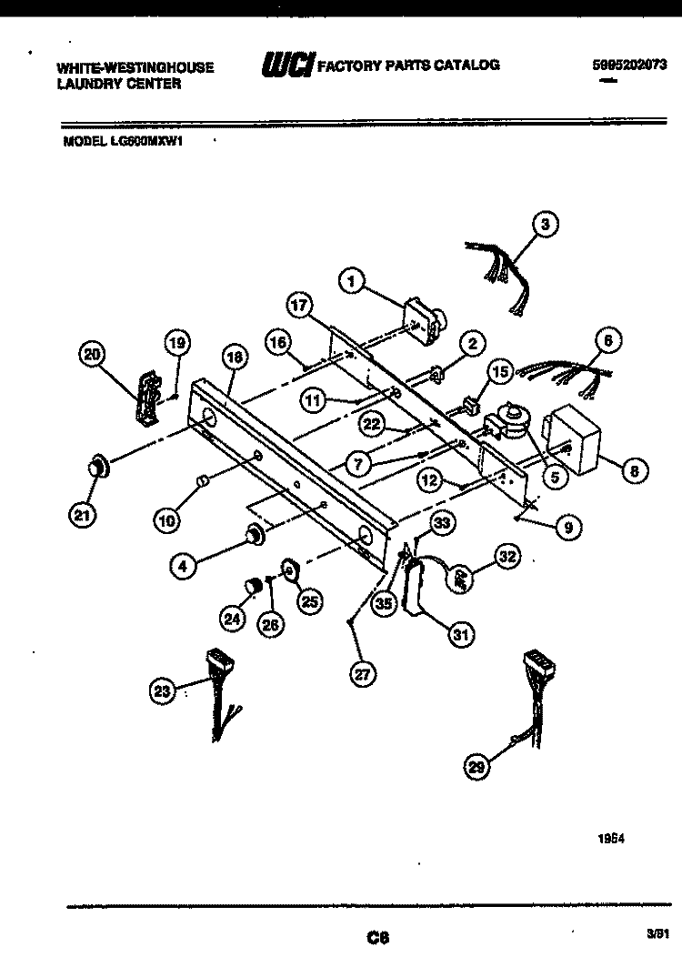CONSOLE AND CONTROL PARTS Diagram and Parts List for LG600MXD1  Frigidaire Washer Dryer Combo