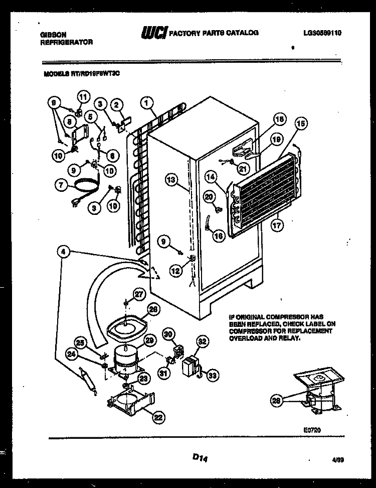SYSTEM AND AUTOMATIC DEFROST PARTS Diagram and Parts List for RD19F8WT3C  Gibson Refrigerator