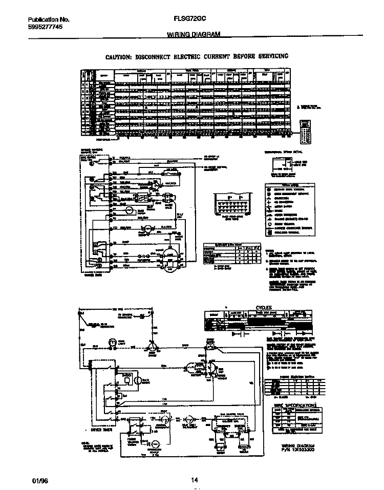 WIRING DIAGRAM Diagram and Parts List for FLSG72GCS2  Frigidaire Washer Dryer Combo