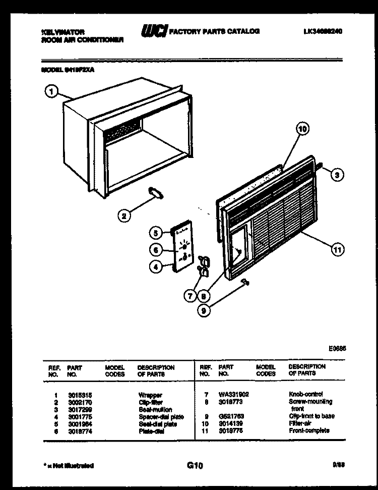 CABINET PARTS Diagram and Parts List for S418F2XA  Kelvinator Air Conditioner