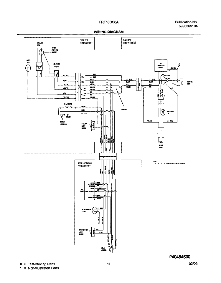 WIRING DIAGRAM Diagram and Parts List for FRT18GS6AQ2  Frigidaire Refrigerator