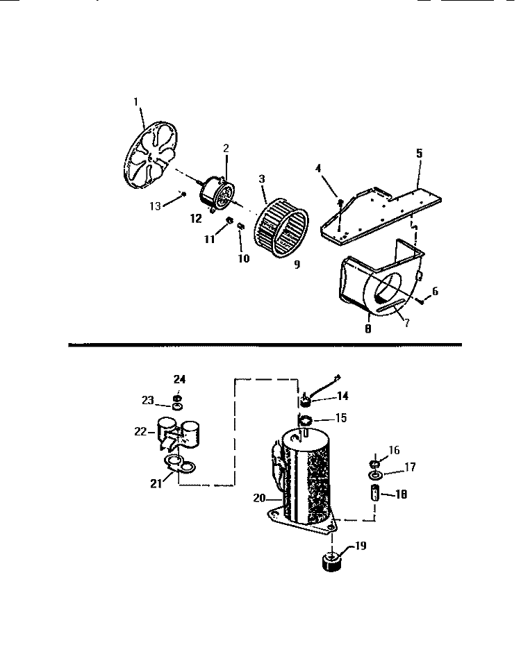 AIR HANDLING PARTS, COMPRESSOR Diagram and Parts List for S310B1QA  Kelvinator Air Conditioner